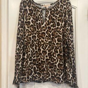 Michael Kors Brown Leopard Print Blouse
